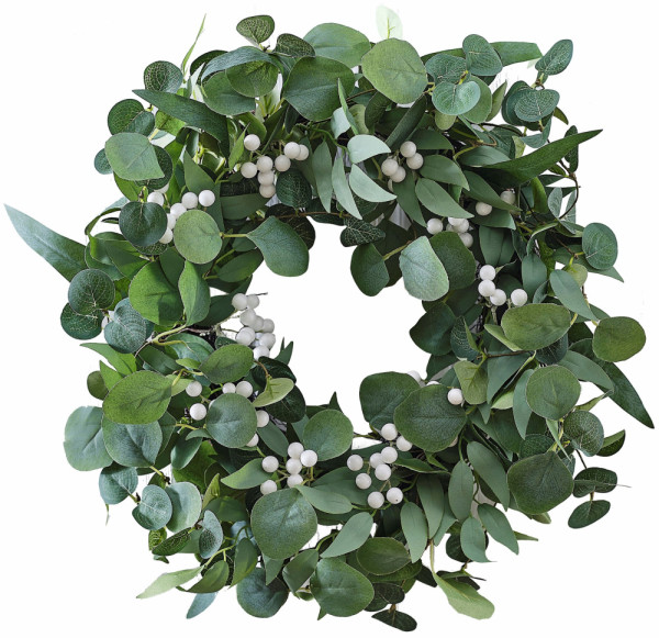 Eucalyptus wreath with white berries 55cm