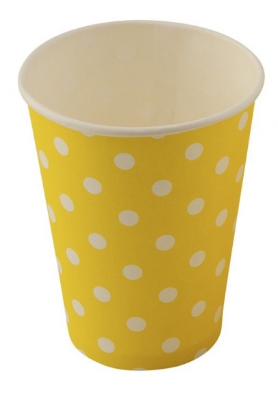 8 dotted paper cups Lisa Yellow 200ml