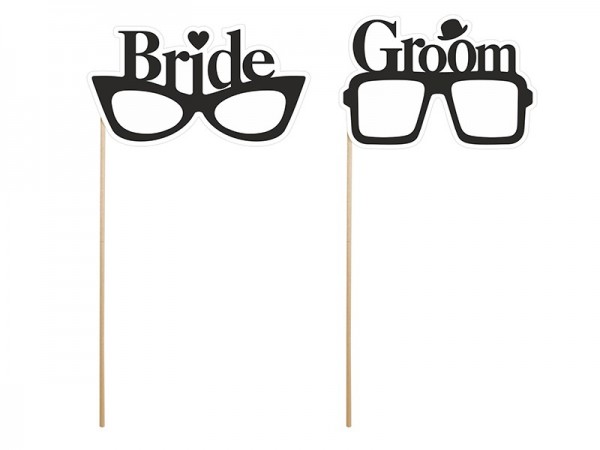 2 accessoires photo pour lunettes de jeunes mariés