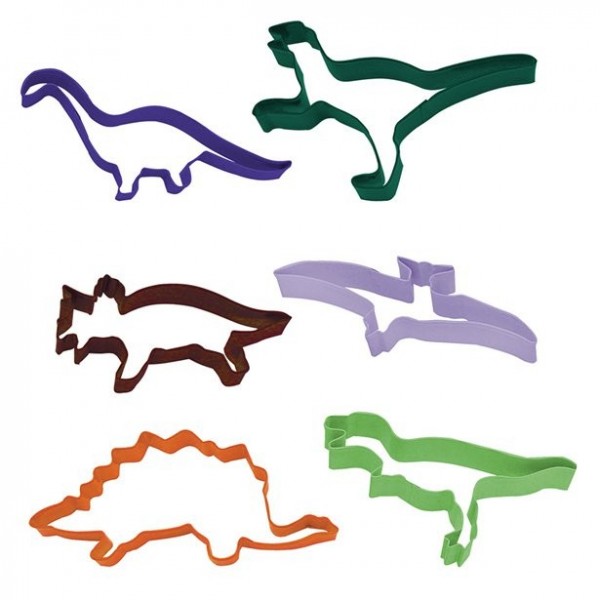 6 cortadores de galletas de dinosaurio