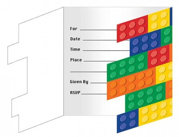 8 cartes d'invitation de blocs de construction colorés