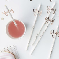 Preview: 16 Dotted Paper Straws Yay Rose Gold 20cm