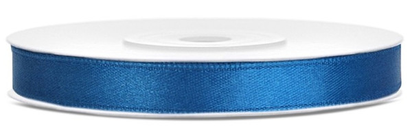 25m satin gavebånd blå 6mm bred