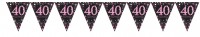 Pink 40th Birthday pennant chain 4m
