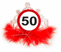 Road sign 50 birthday crown