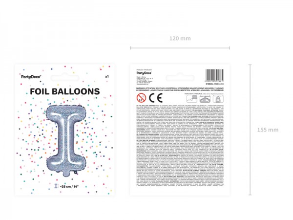Holografisk I folieballon 35cm 2