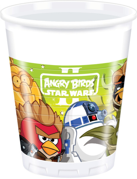 8 bicchieri di plastica Angry Birds Star Wars 200ml