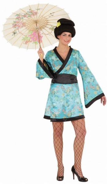 Akagi Kimono Dress In Turquoise