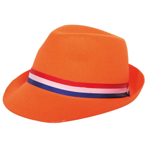 Vilten hoed Nederland oranje met vlag
