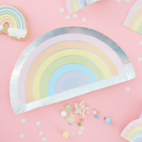 Preview: 8 pastel rainbow paper plates 28cm
