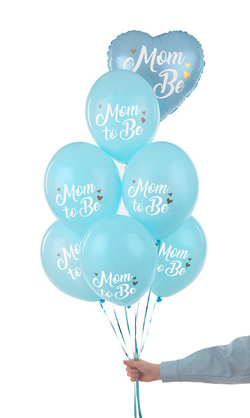 6 Blaue Mom to be Luftballons 30cm 3