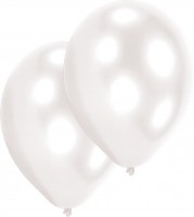 Sæt med 10 hvide perlemor balloner 27,5 cm