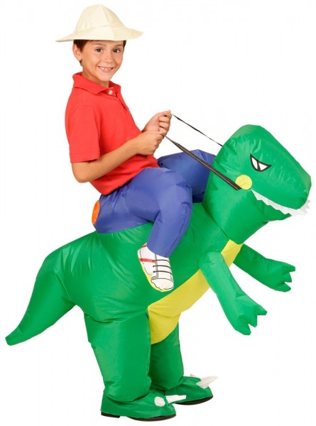 Oppustelig dinosaur rytter kostume til børn 2
