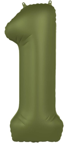 Folieballong nummer 1 olivgrön 86cm