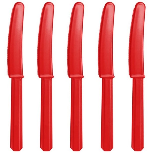 20 couteaux en plastique rouge Basel 17.1cm