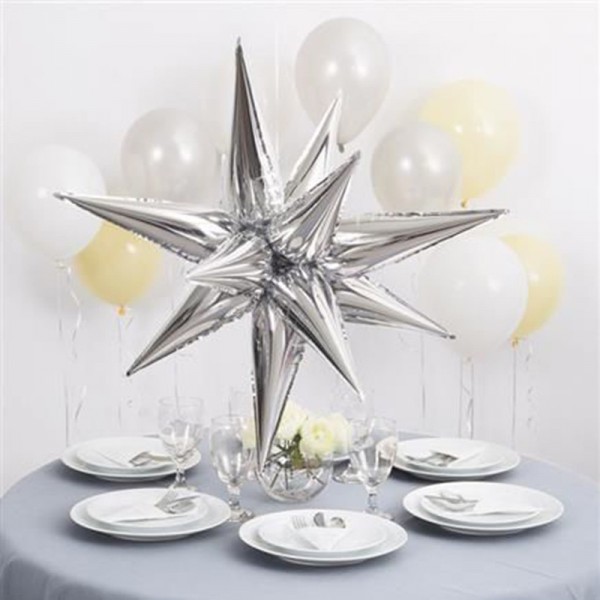 Folieballon Happy Sparkling 3D Star sølv 2