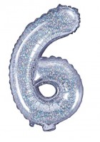 Anteprima: Palloncino foil olografico numero 6 35 cm