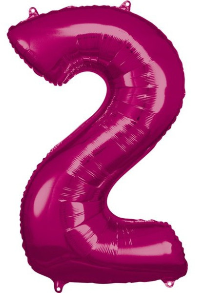 Roze Nummer 2 Folieballon 86 cm