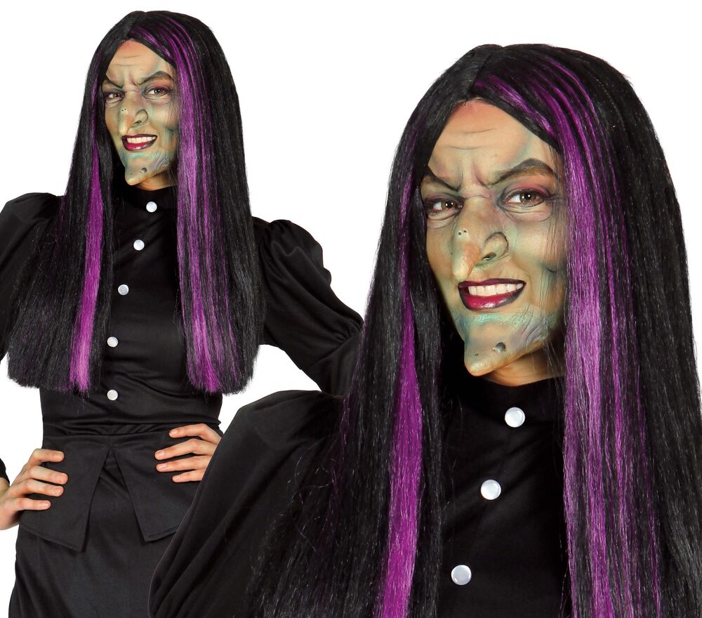 Hexenperücke Mit Kopftuch – Silbergraue Locken Für Halloween & Kostümpartys