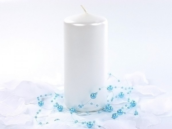 6 bougies pilier Rio blanc perle 12cm 2