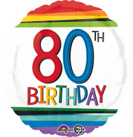 Folieballon Kleurrijke 80ste verjaardag