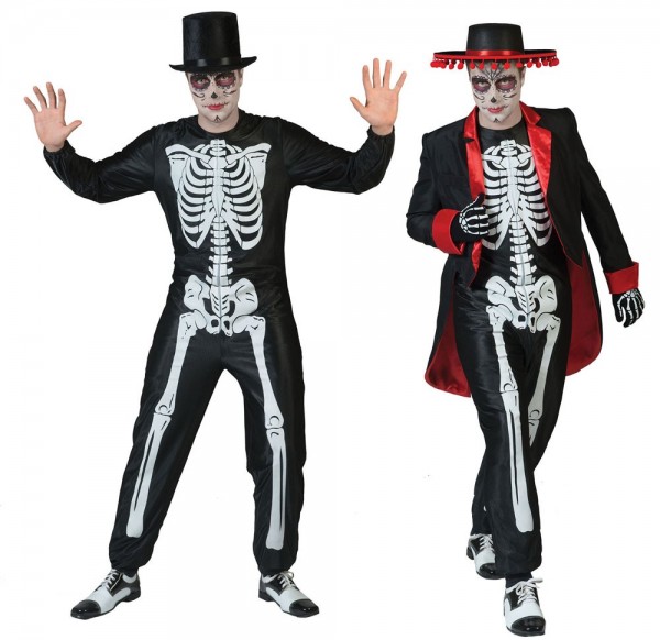 Knoglet skelet herre kostume