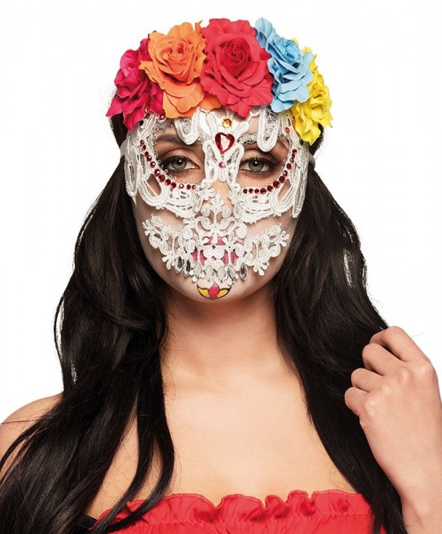 Dia de los Muertos lace mask