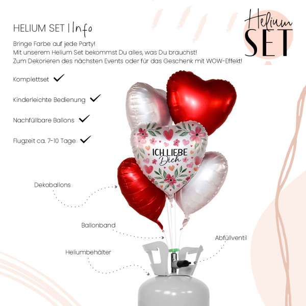 Rosy Romance Ballonbouquet-Set mit Heliumbehälter 3