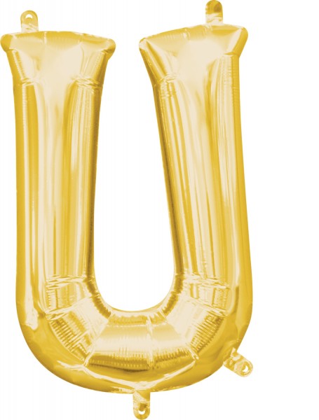Mini globo foil letra U dorado 35cm