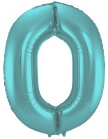 Aqua Zahl 0 Folienballon 86cm