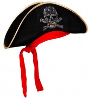 Aperçu: Chapeau de pirate avec motif tête de mort