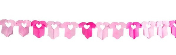Pink garland baby romper with heart