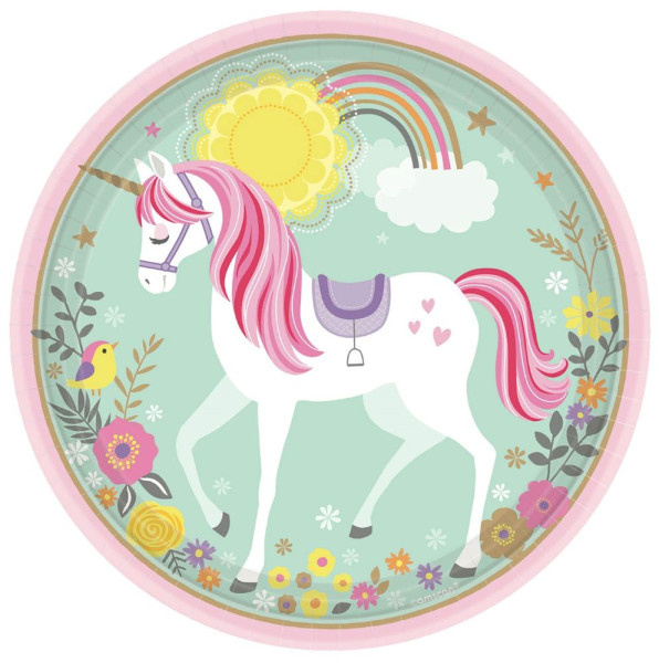 8 magical unicorn Ella paper plates 23cm