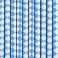 Preview: 10 diamond pattern paper straws blue 19.5cm
