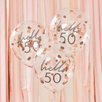 Preview: 5 Hello Fifty confetti balloons 30cm