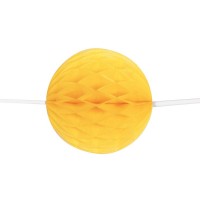 Vista previa: Guirnalda de bolas de nido de abeja amarilla feliz 213cm