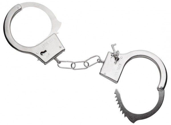 Silver police handcuffs