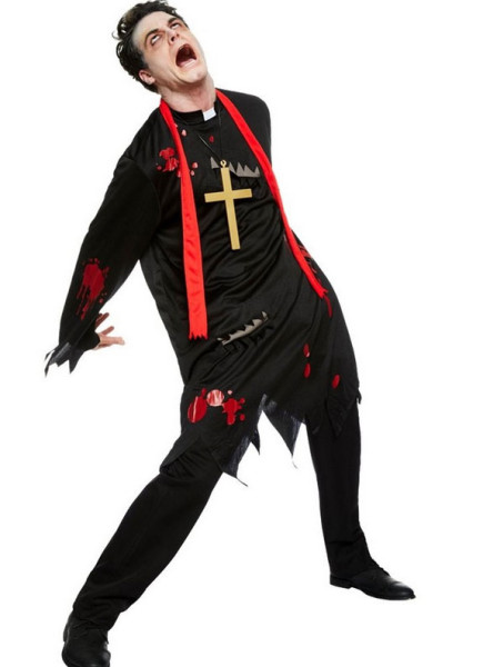 Disfraz de sacerdote zombie para hombre