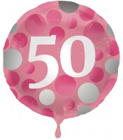 50. Geburtstag Glossy Pink Folienballon 45cm