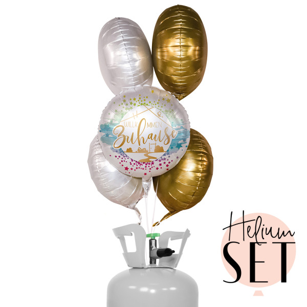 Willkommen Ballonbouquet-Set mit Heliumbehälter