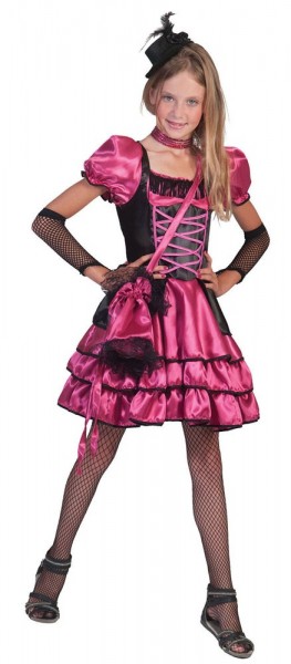 Hot Pink Black Cancan Dancer Costume per bambini