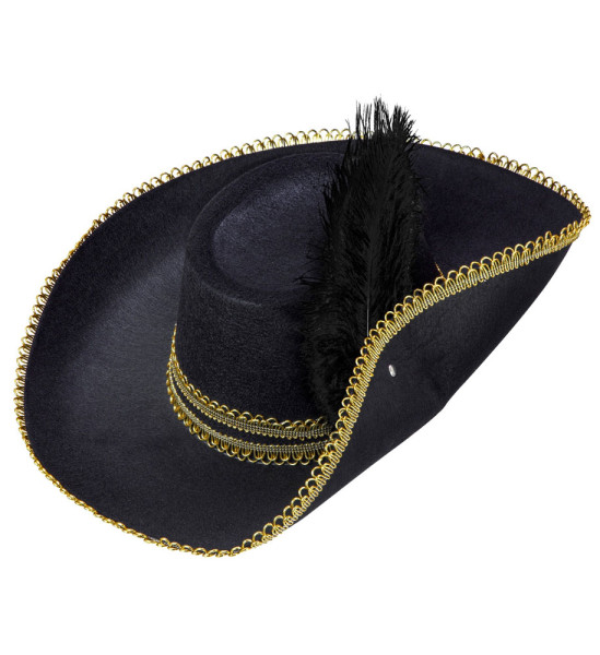 Musketier Hut in Schwarz-Gold für Erwachsene 3