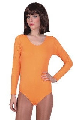 Långärmad neon orange bodysuit
