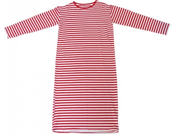 Striped nightgown long sleeve red