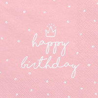 20 My Birthday servetter rosa 33cm