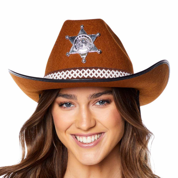 Cowboy Sheriff Hut für Erwachsene braun