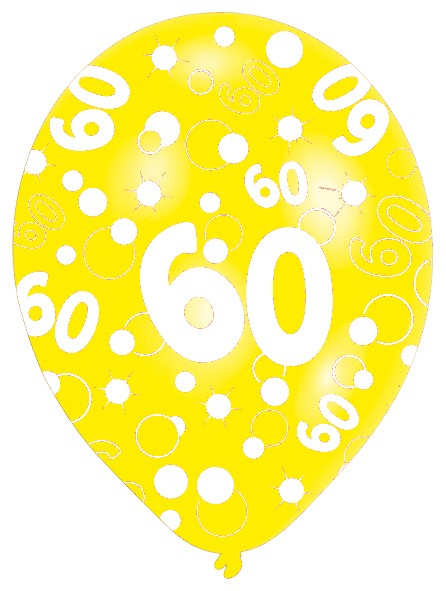 6 Luftballons Bubbles 60.Geburtstag Bunt 27,5cm 6