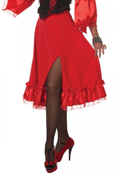 Falda ronja con abertura roja