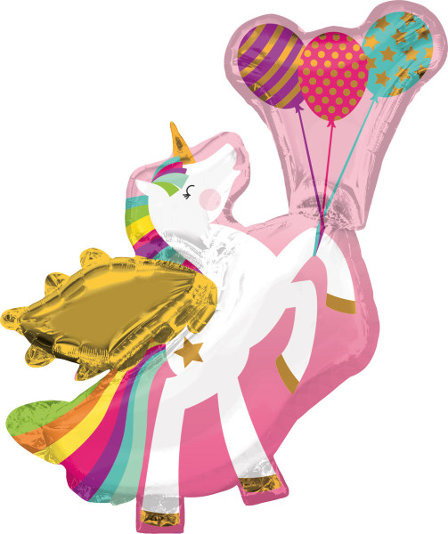 Palloncino in stagnola unicorno con ali 78 x 86 cm