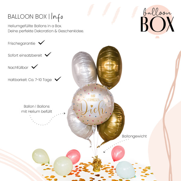 Heliumballon in der Box Wir vermissen Dich 3